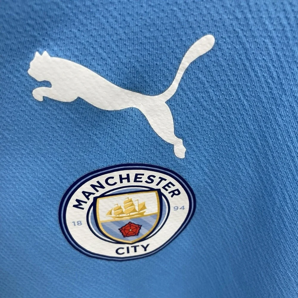 Manchester City Boys Large (13–14) Soccer Jersey Shirt Puma Baby Blue‎